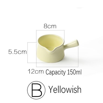 Ceramic Macarons Milk Jug Super Cute Spout Single Handle Milk Thistle Sauce Mini Bowl Baby Food Bowl Snack Saucer: B.Yellowish
