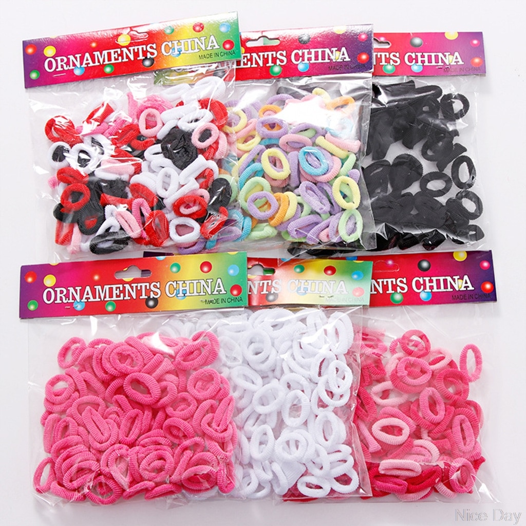 100 stk piger 1.5cm farverige små ring elastiske hårbånd hestehaleholder gummibånd scrunchie børnehår  my14 20
