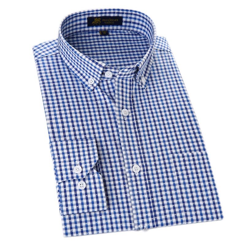 Oxford fritidsskjorter for menn, rutete sosiale skjorter uten jern med lange armer kjoleskjorter for menn klassisk stil for menn: Njf 37 / Asiatisk størrelse s