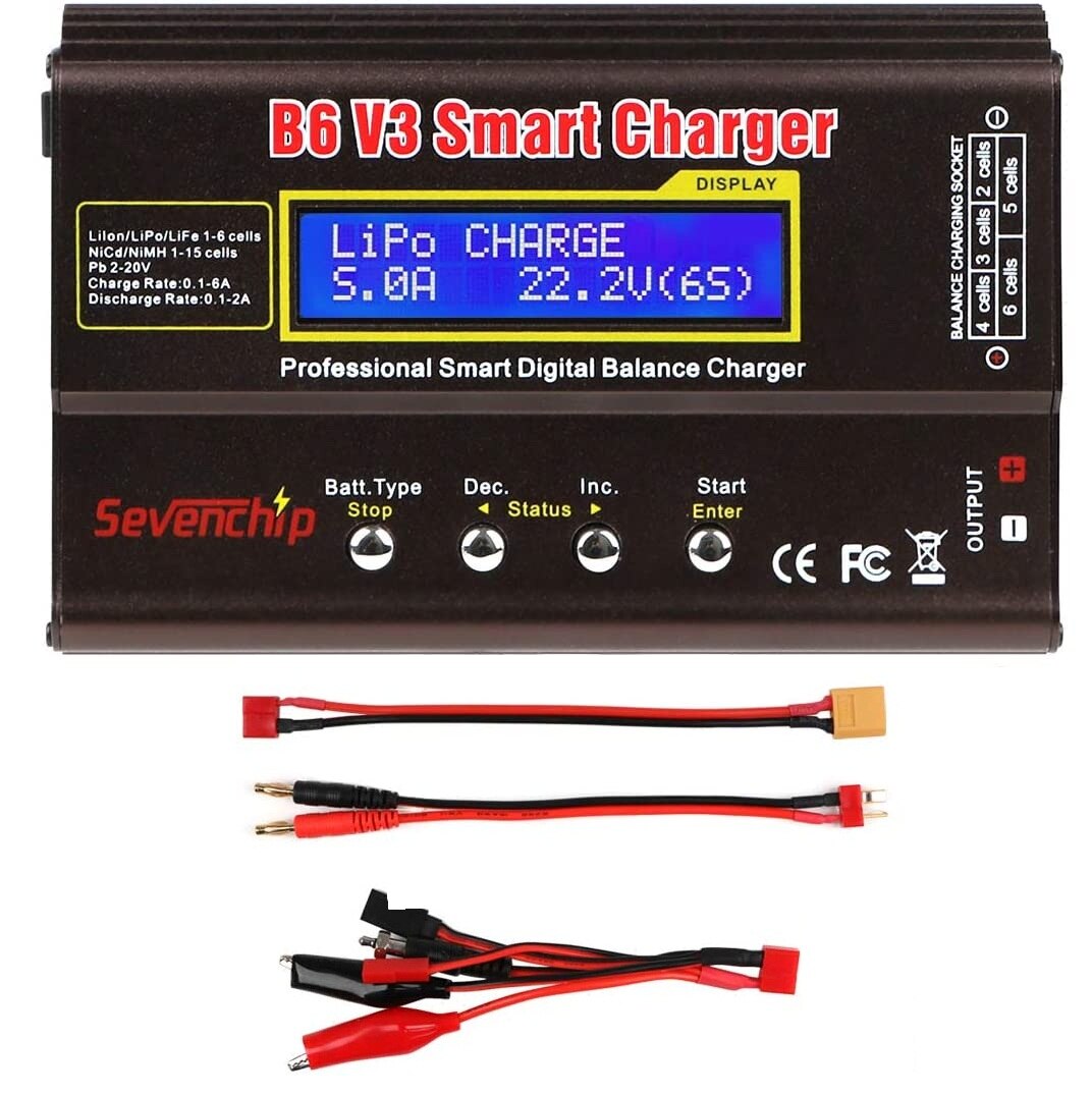Chargeur de batterie LiPo 1S-6S 80W, décharge numérique pour batterie Li-ion Life NiCd NiMH LiHV PB + alimentation: official set / EU plug