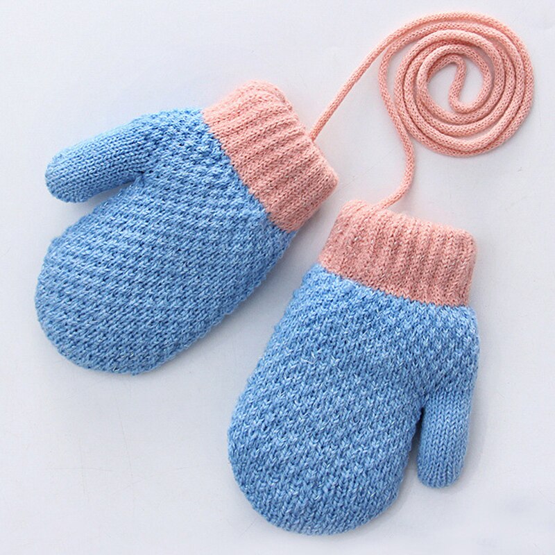 Children Mittens Winter Knitted Rope Gloves Solid color Full Finger Gloves Cartoon Children Toddler Kids Hanging Neck Gloves: 4