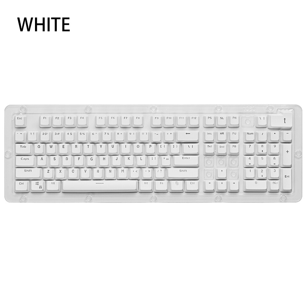 1Set 443*152*30mm Universal PBT 104 Keys Dual-color Backlit Mechanical Keyboard Keycap DIY Keyboard Accessories: White