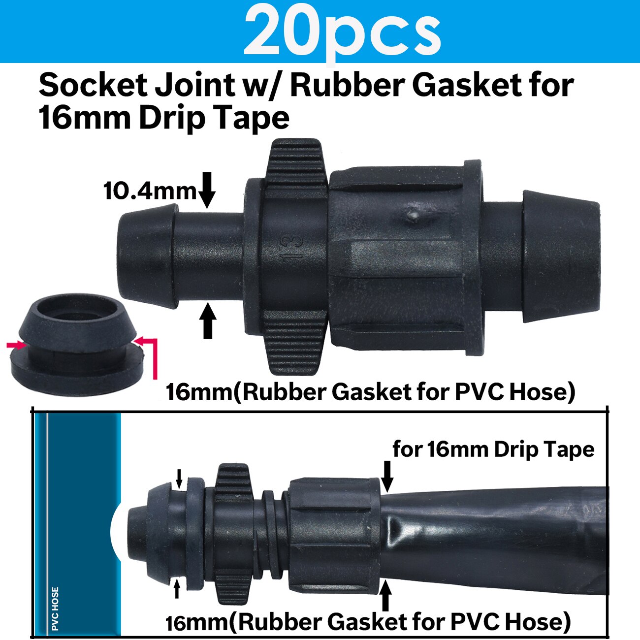 KESLA Garten 16mm 5/8&#39;&#39; Bewässerung Tropf Band Abschaltung Ventil Bewässerung Rohr Schlauch Gelenke Ellenbogen Tee Ende Stecker gewinde sperren Anschluss: KSL01-Bausatz245-20Stck