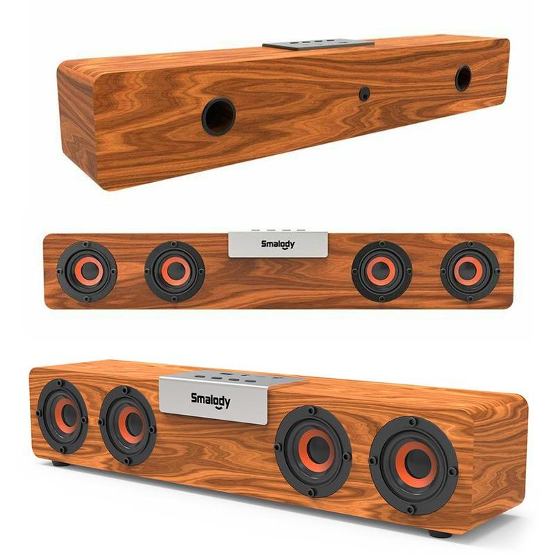Bluetooth 5.0 Wireless TV Soundbar 4 Speaker Sound For home Speaker Theater Stereo Powerful Wooden Bar 20W Subwoofer Home P T2J9