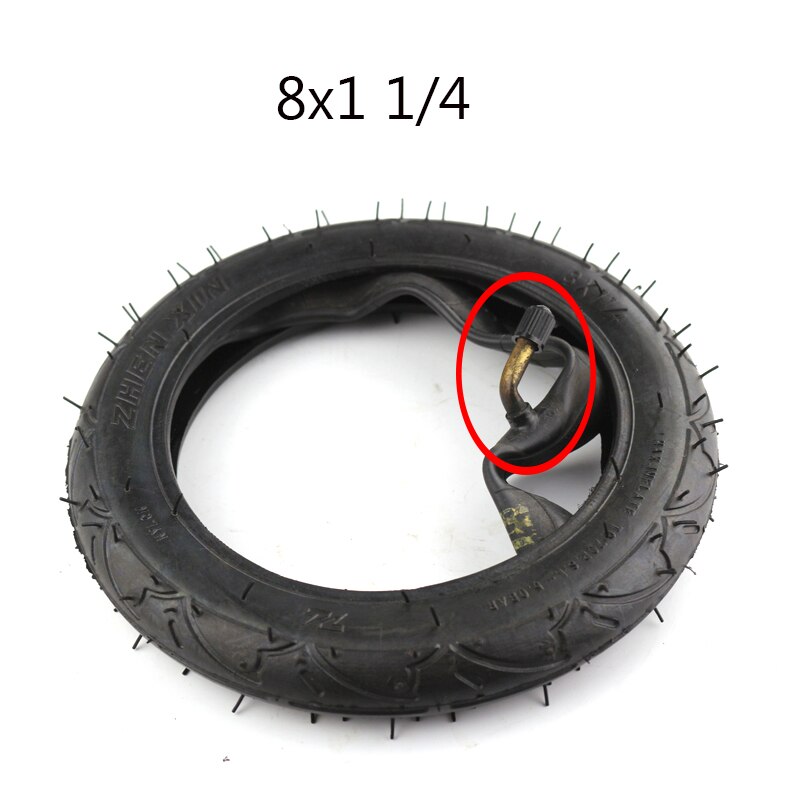 8X1 1/4 Scooter pneu et chambre à air vanne à cintrer pour 8 pouces vélo électrique/gaz Scooter pneu