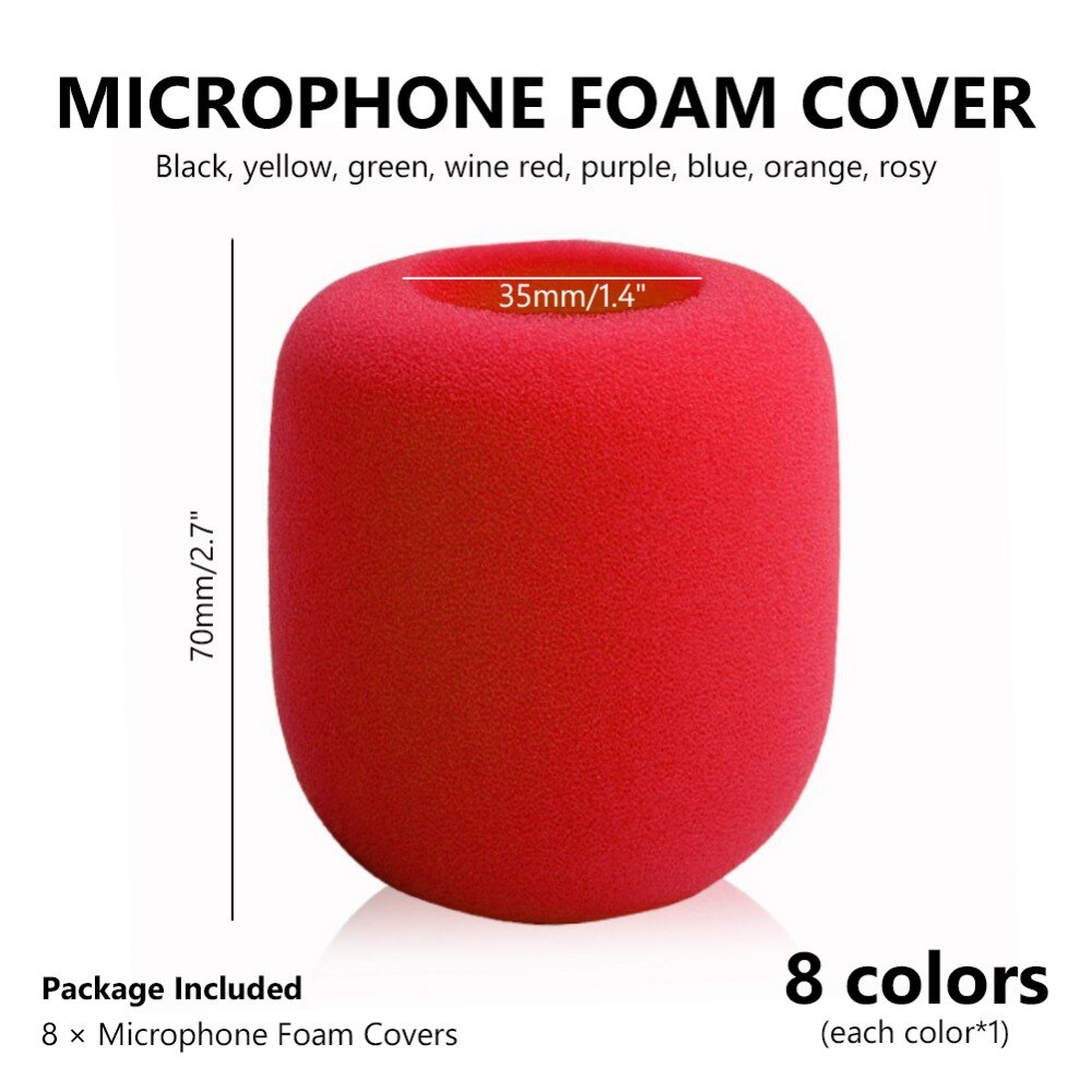 8pcs/lot 8 Colours 7x3.5cm Microphone Foam Cover Handheld Stage Ball Shape Microphone Windscreen Foam Mic Cover Karaoke DJ