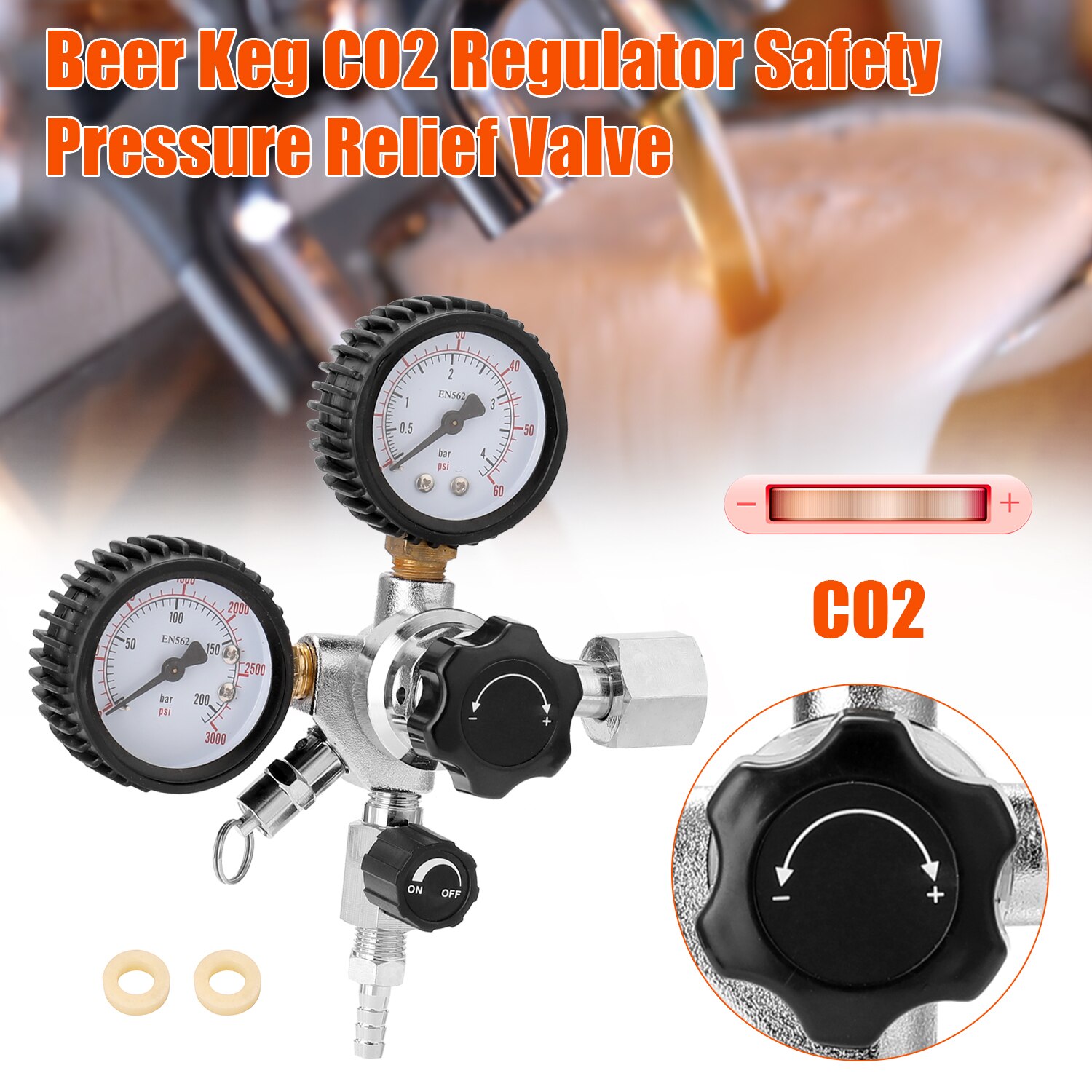 Válvula de alivio de presión de CO2 de cerveza de doble calibre portátil regulador Buck de barril de seguridad 0-3000 PSI tanques manómetro
