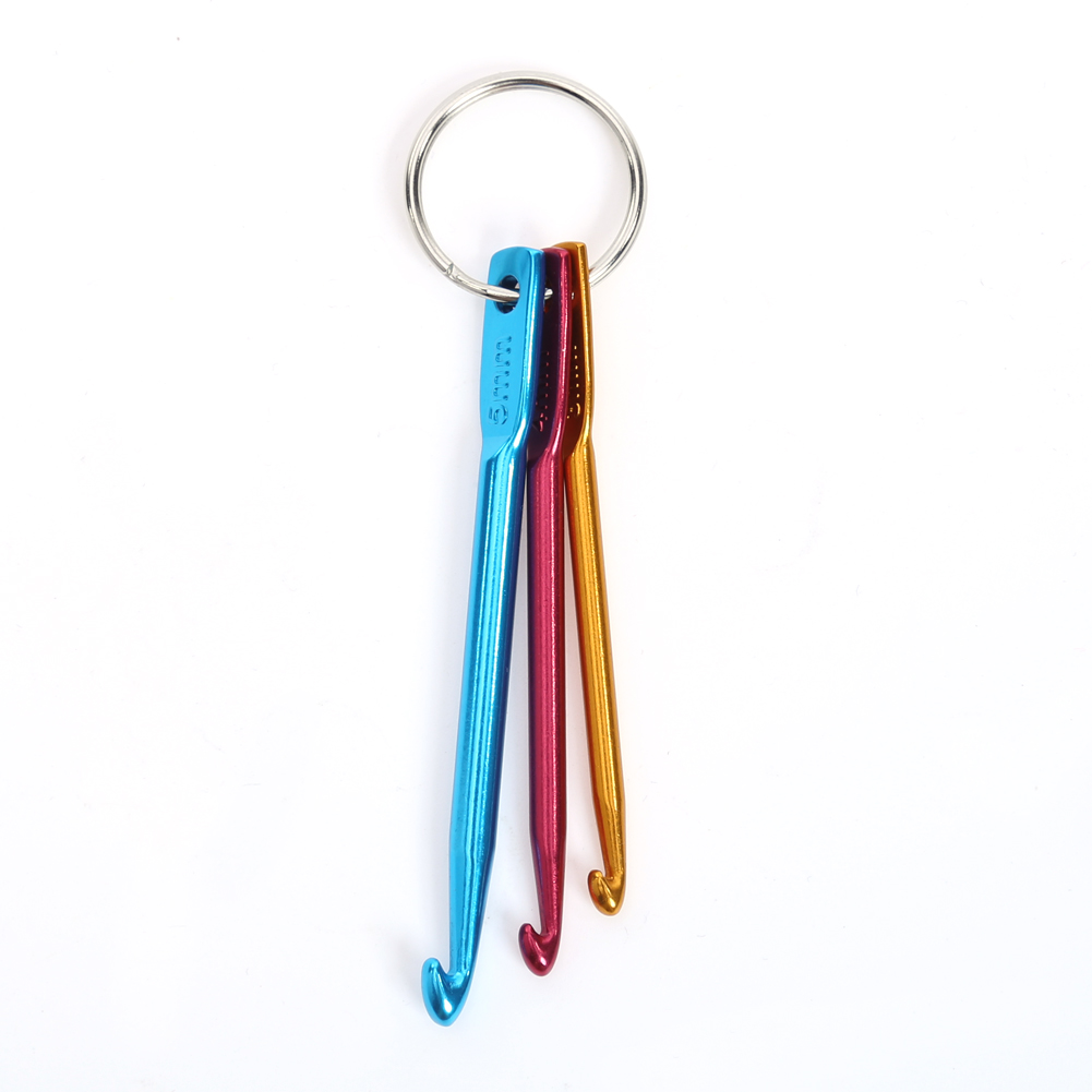 5Set 3 Stuks Haaknaalden Veelkleurige Mini Aluminium Sleutelhanger Haakhaken Diy Ambachten Gereedschap Breien Weven Haarnaalden