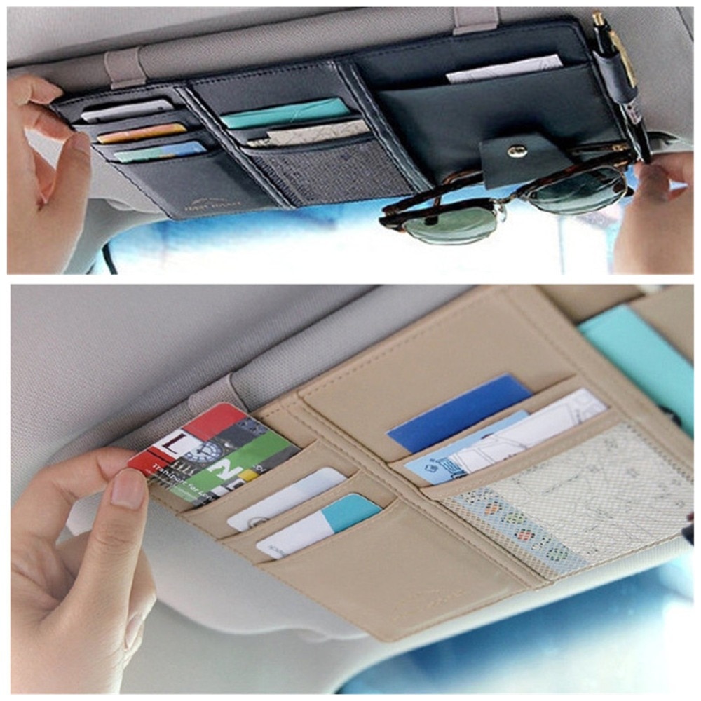 Voiture style visière organisateur Auto pare-soleil pochette de rangement voiture organisateur porte-lunettes de soleil carte organisateur Ticket poche porte-stylo