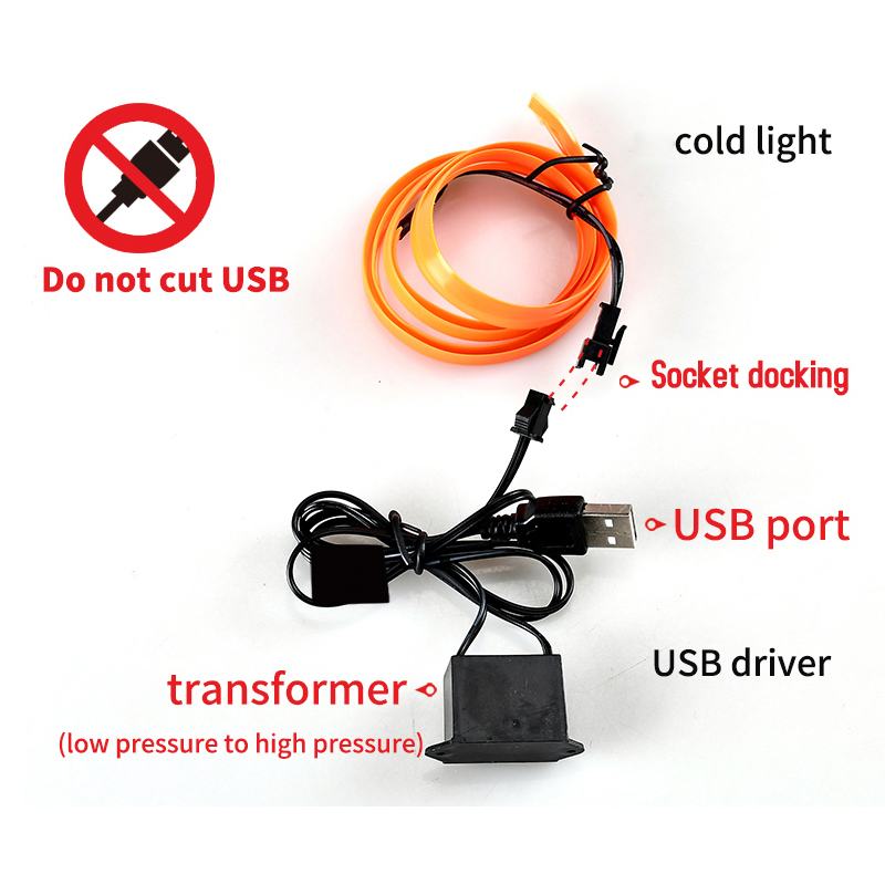ZK30 3M Auto-interieur Accessoires Sfeer Lamp Koud Licht Lijn Met Usb Diy Decoratieve Dashboard Console Auto Led Verlichting