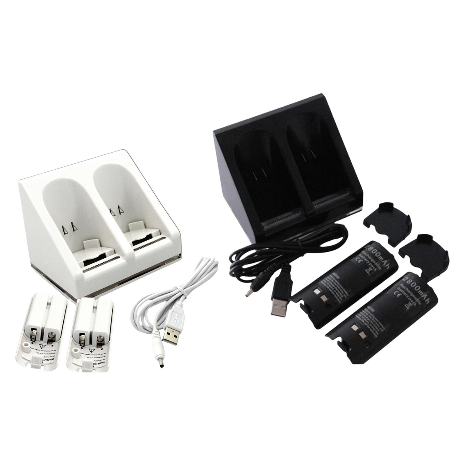 2 in 1 2 Port Charging Dock 2800mAh Batteries Rechargeable Charge Station for Wii Remote Controller Gamepad Game Accessories