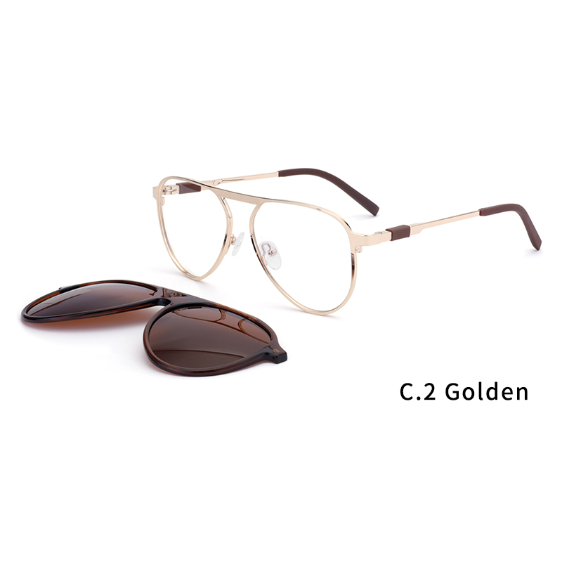Ceofy Men Aviator Glasses Frame Magnet Clap Polarized Sunglasses Optical Myopia Eyeglasses Frame 39982: 39982C2