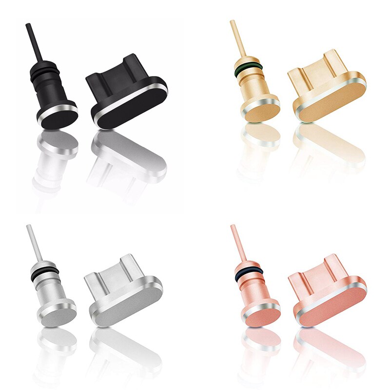 Puerto de carga Micro USB de enchufe de polvo de Metal + Puerto de auriculares para teléfono móvil Android 3,5mm Jack tapón para auricular recuperar Pin de tarjeta