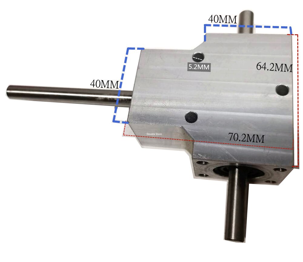 Kraftig spiralformet girkasse 8mm dobbel utgangsaksel 1:1 90 ° vinkel enhet vanntett aluminiumskasse