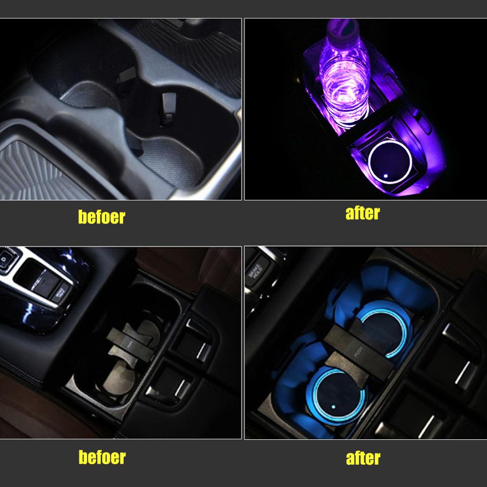 2 Stuks Led Verlichting Universele Motoren Led Bekerhouder Lampenkap Lichtgevende Decoratie Auto Accessoires Coaster Interieur Accessoires