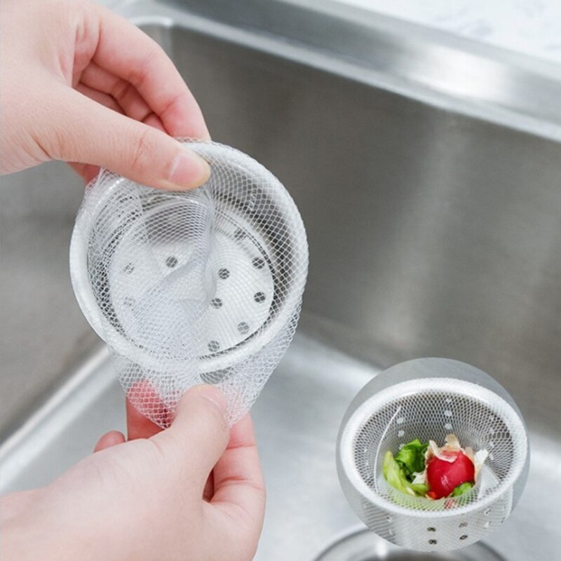 Household 100 Drain Hole Sink Basket Disposable Garbage Bag &Clip Trash Bag: Default Title