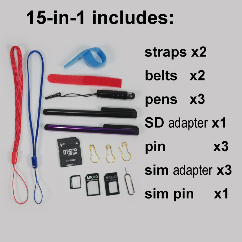 Capacitieve Pen 15-In-1 Sim-kaart Pin Bandjes Mobiele Telefoon Screen Capacitieve Pen Stylus Tf Sd Adapter kleverige Haak Riem