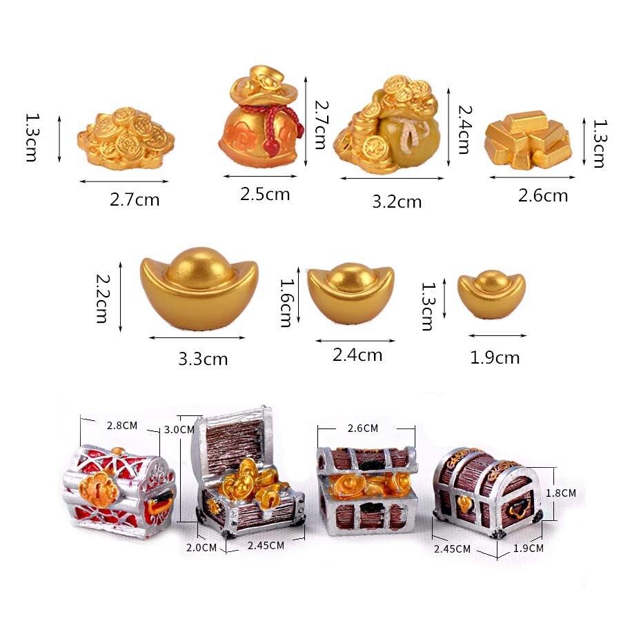 4pc Ingots Fortuin Rijkdom Doos Model Beeldje Thuis Ornament Glas Decor Miniatuur Ambachtelijke Tuin Fairy Decoratie DIY Accessoires