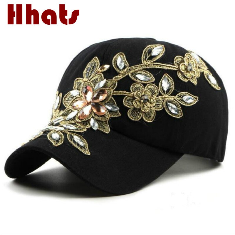 Qui sous la douche bling strass femmes casquette réglable fleur cristal femme snapback chapeau en plein air été casquette de baseball