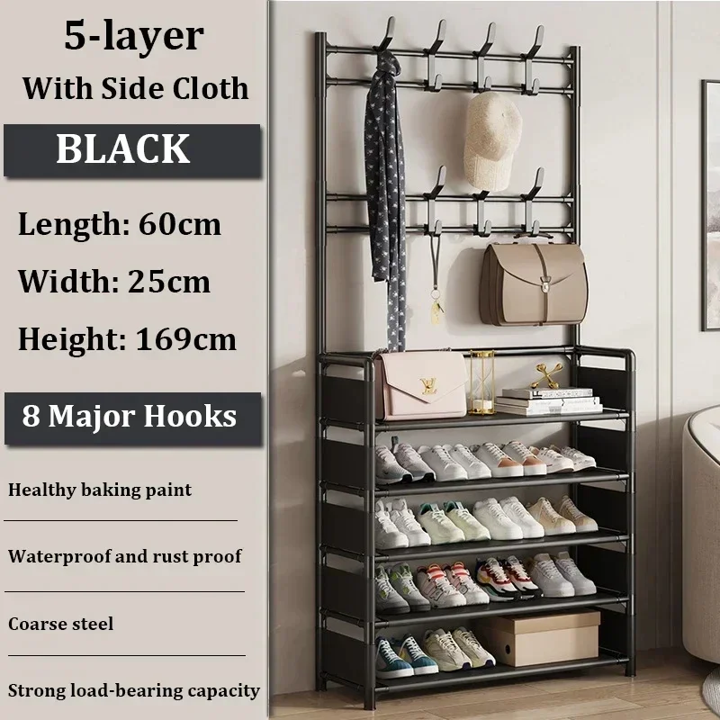 Colgador de ropa, Zapatero multicapa, puerta DIY, estante para sombreros y zapatos, organizador Simple de pie para sala de estar, estantes de almacenamiento: Amarillo claro
