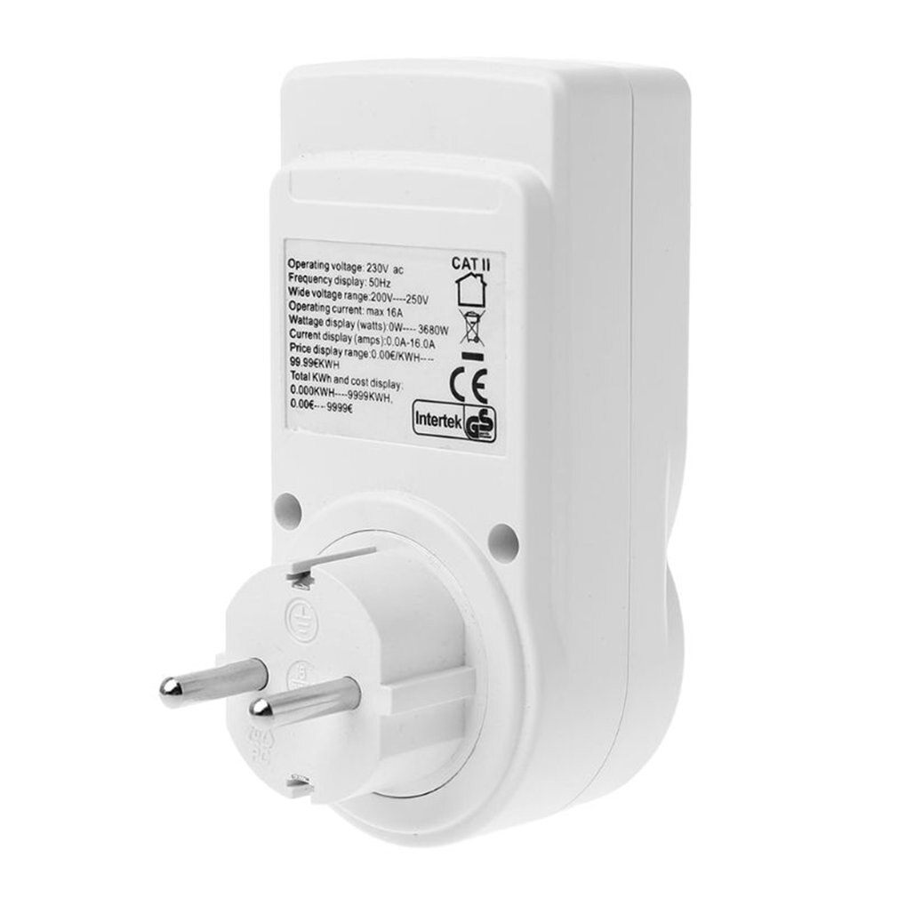 220V Digital Power Meter Wattmeter Socket Wattage Kwh Energy Meter Voltage Watt Electricity Cost Measuring Outlet Power Analyzer