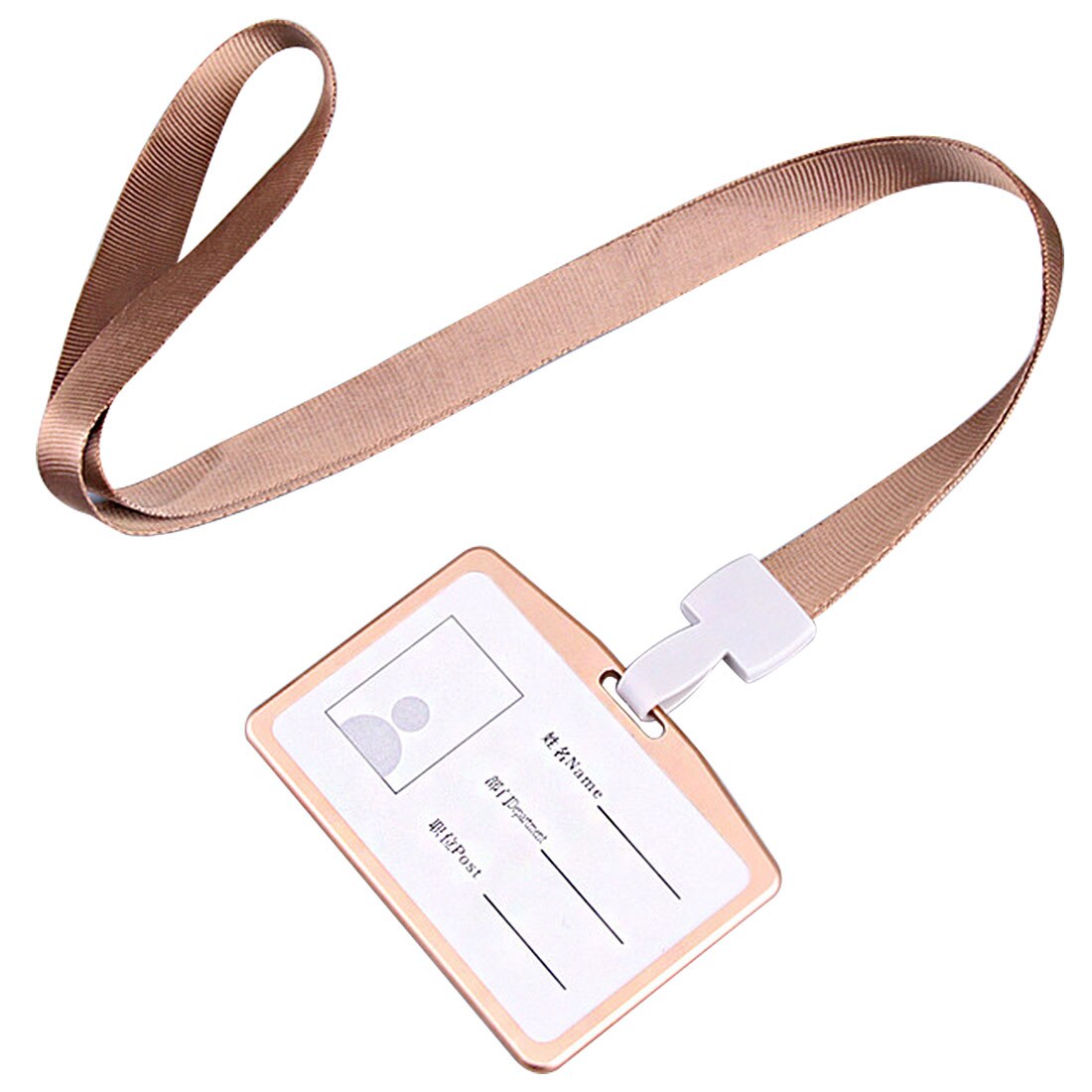 Aluminum Alloy Metal Vertical ID Badge Holder Bank Credit Card Bus Cards Case Cover Holders With Lanyard: horizontal gold