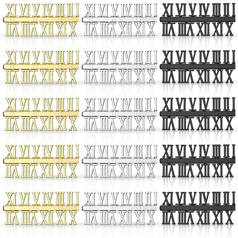 15 Stuks Klok Cijfers Kit Diy Digitale Klok Nummers Klok Handen Vervanging Onderdelen Klok Accessoires (Romeinse Cijfers)