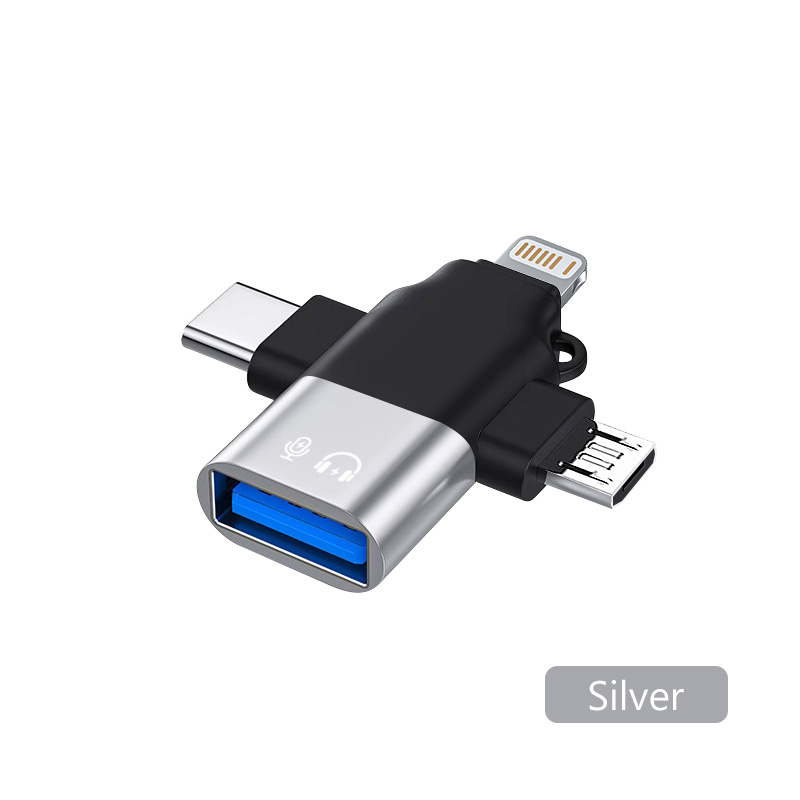 Olaf Adapter 3 w 1 OTG USB3.0 do Micro USB/Typ C/Lightning Konwerter do iphone Xiaomi Samsung Mysz Klawiatura U Pendrive: WHITE