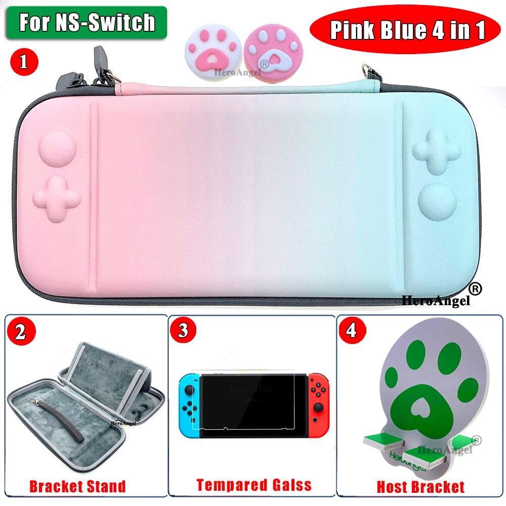 Colorful Bag Carrying Case Portable Pouch For Nintend Switch NS Detachable Ultra Slim Hard Shell Protective Cover: SwitchPink Blue