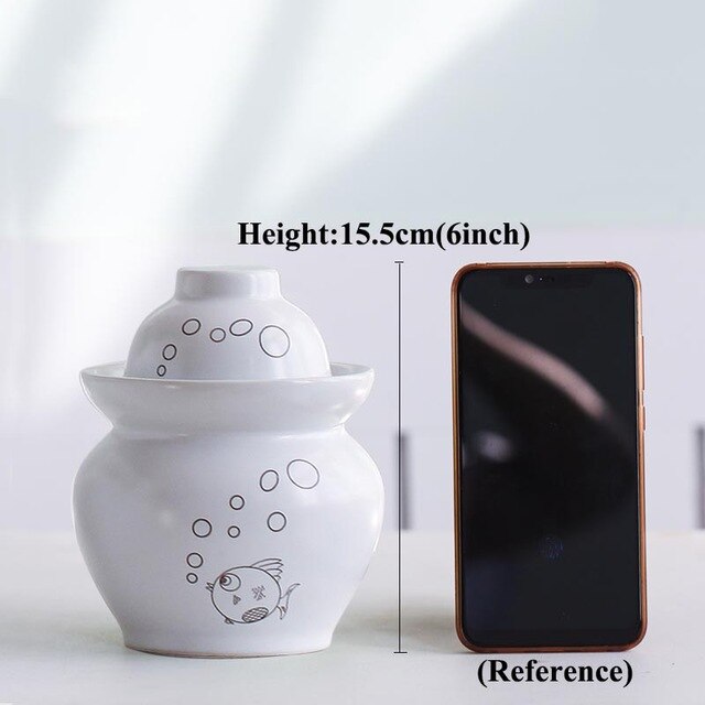 Ceramic Pickles Jar Mini Kimchi Pot Korea Pickled Vegetable Cabbage Sealed Container Sauerkraut Storage Jar Food Pickling Bottle: B