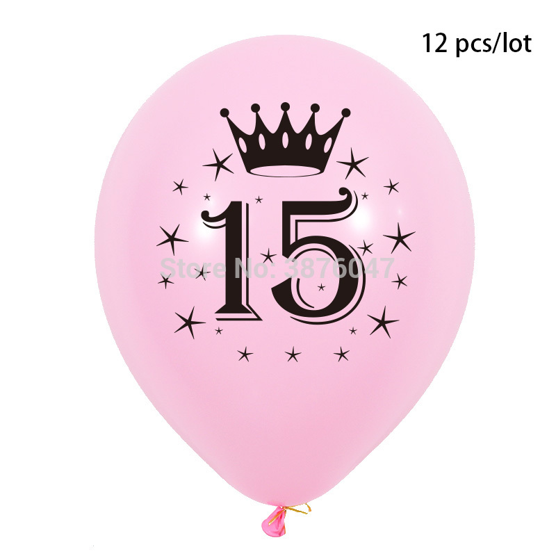 12 Stks/partij 11 12 13 14 15 Jaar Verjaardag Ballon Kids Jongen Meisje Verjaardagsfeestje Decoraties Gelukkige Verjaardag Verjaardag Ballonnen: Pink 15