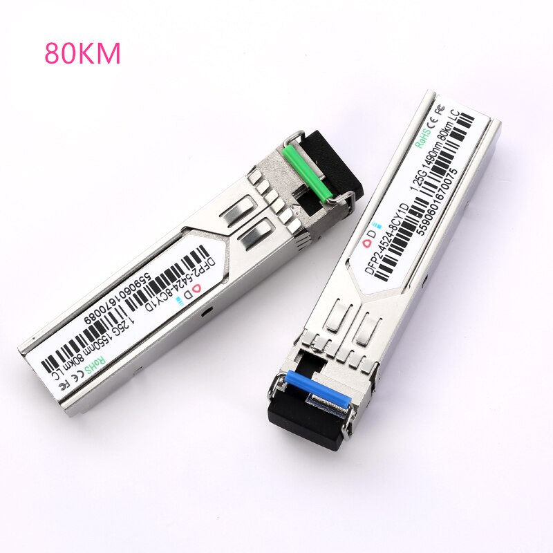 Módulo de fibra óptica LC SFP, 1,25G, LC 10/20/60/80/100KM, 1310/1490/1550nm, fibra SFP óptica única, compatible con Mikrotik