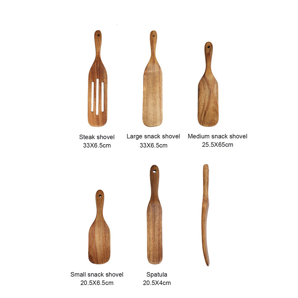 Set Of 5 Handmade Non Stick Wood Spurtles Kitchen Tools Cooking Natural Acacia Teak Wooden Spurtle Set