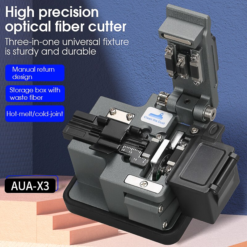 Alta precisão AUA-X3 fibra cutelo ftth cabo fibra óptica faca de corte ferramentas cortador três-em-um braçadeira slot 24 lâmina de superfície: Gun grey AUA-X3