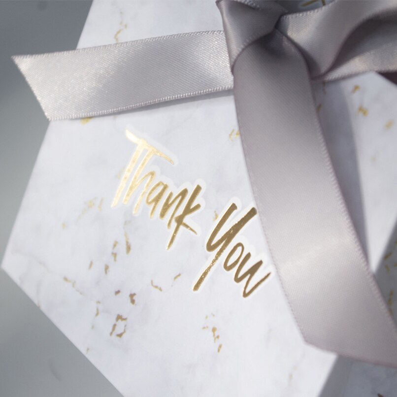 Boîte de sac à bonbons style marbre imprimé de remerciement, décoration pour faveur, fournitures de fête, coffrets pour faveurs de mariage