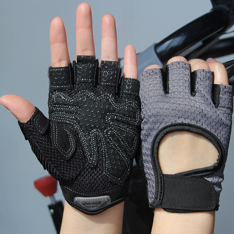 Gym fitness handschoenen power gewichtheffen dames heren workout bodybuilding halve vinger handbeschermer: Grijs / S