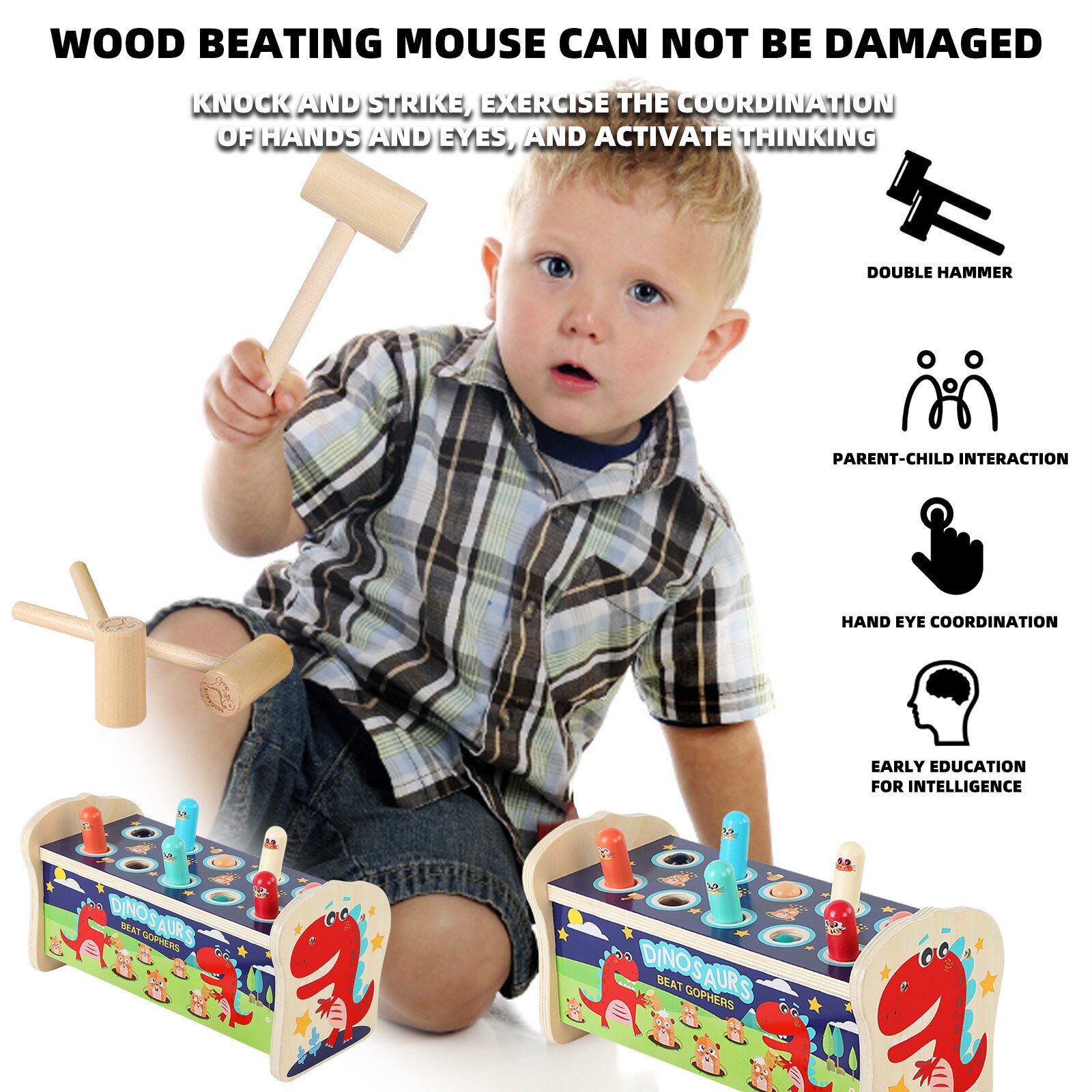 Houten Cartoon Olifant Whack-A-mole Speelgoed Stampende Kloppen Hamster Ouder-Kind Interactive Game Kinderen Leren puzzel