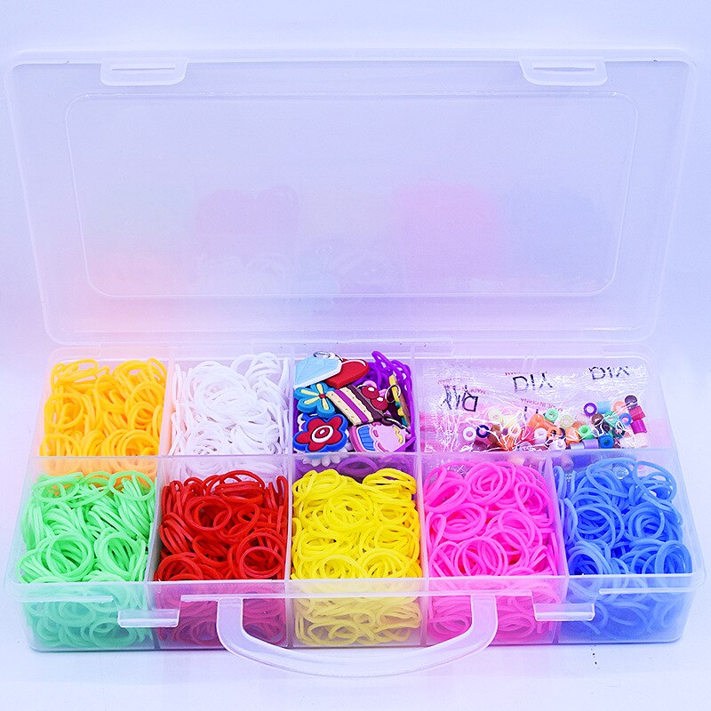 Rubber Loom Bands 2000pcs DIY Weaving Loom Kit Charmes Bracelet Making Kit With Storage Box Creavie DIY Toy Arts And Crafts For