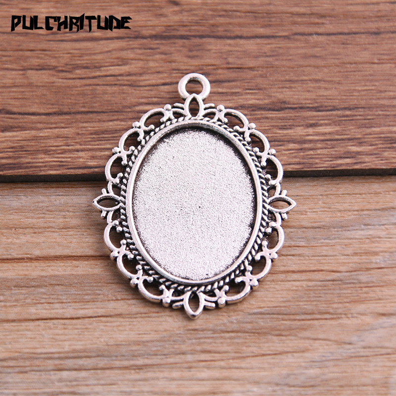 6 stücke 18*25mm Innere Größe 9 farbe Klassischen Stil Oval Cabochon Basis Einstellung Reize Anhänger Für Diy schmuck Machen