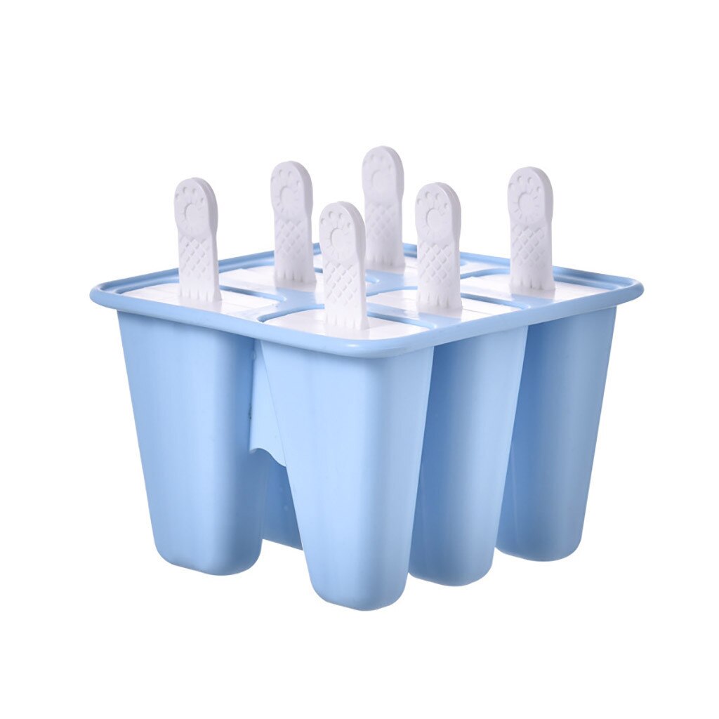Summer Homemade Silicone 6 Hole Popsicle Mold Ice Molds Classic Molds Tray Reusable Popsicle Mold Tray Kitchen DIY Accessory: A
