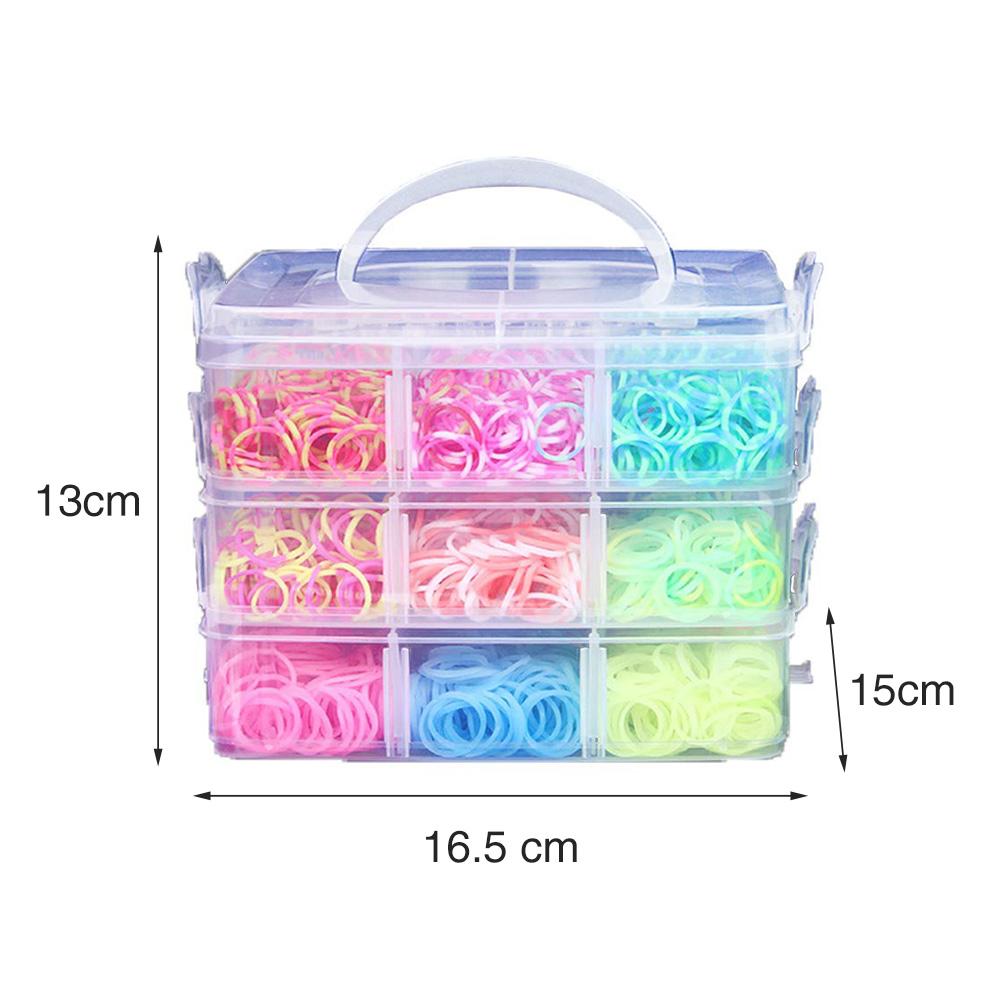 4500pc gomme colorée pour Bracelets bandes petit trois couches en boîte S clou bouton bracelet métier à tisser bandes de caoutchouc pour bracelet à bricoler soi-même