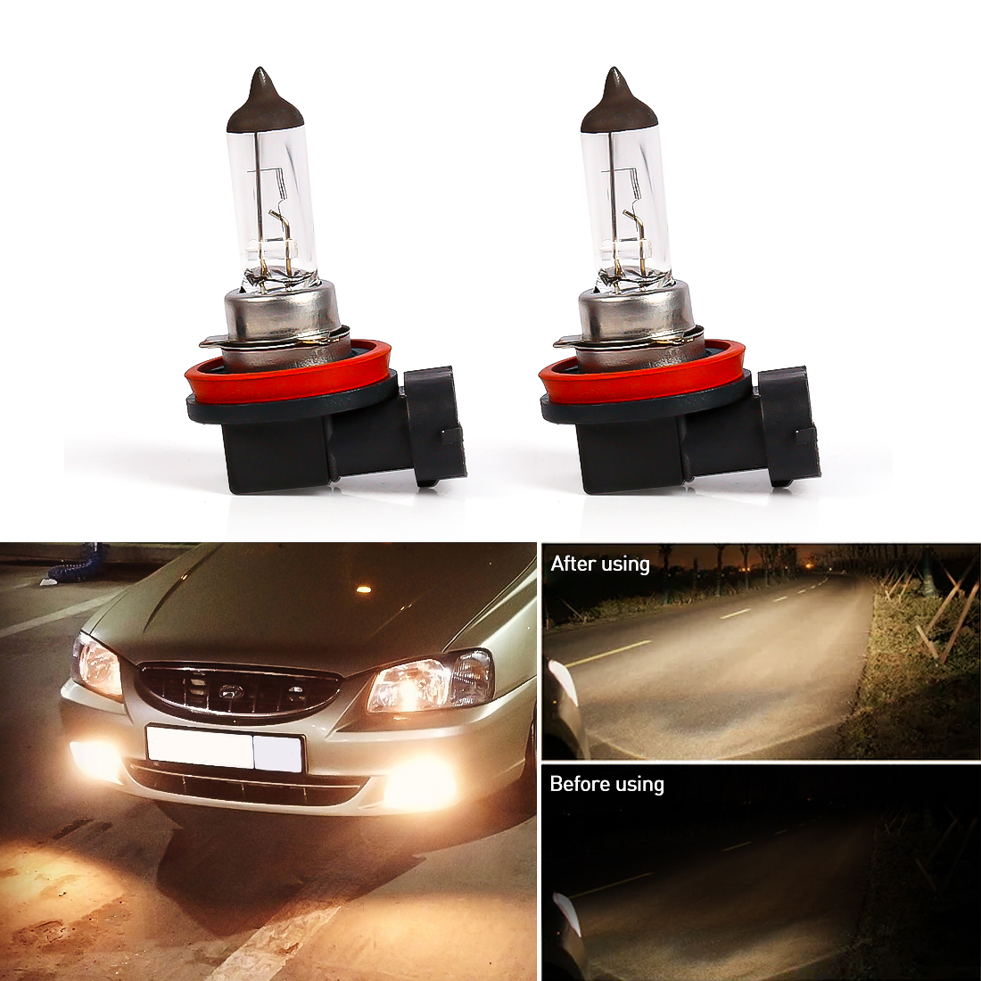 2 Stuks Koplampen Super Heldere Fog Halogeenlamp H11 12V 55W 4300K Vervanging Koplampen Abmer Auto accessoire