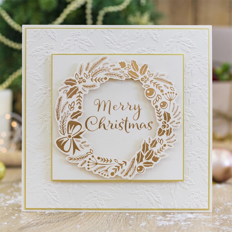 Adornos para árbol de Navidad hojas redondas copo de nieve Doodle Foil placas para DIY Scrapbooking Letterpress Embossing tarjetas
