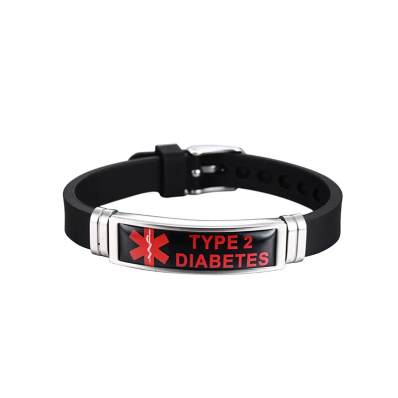 Diabetes EPILEPSIE Silikon Armreif Armbinde Armbinde Länge Verstellbar Für Männer Frauen Art Schmuck Typ 1 Diabetes