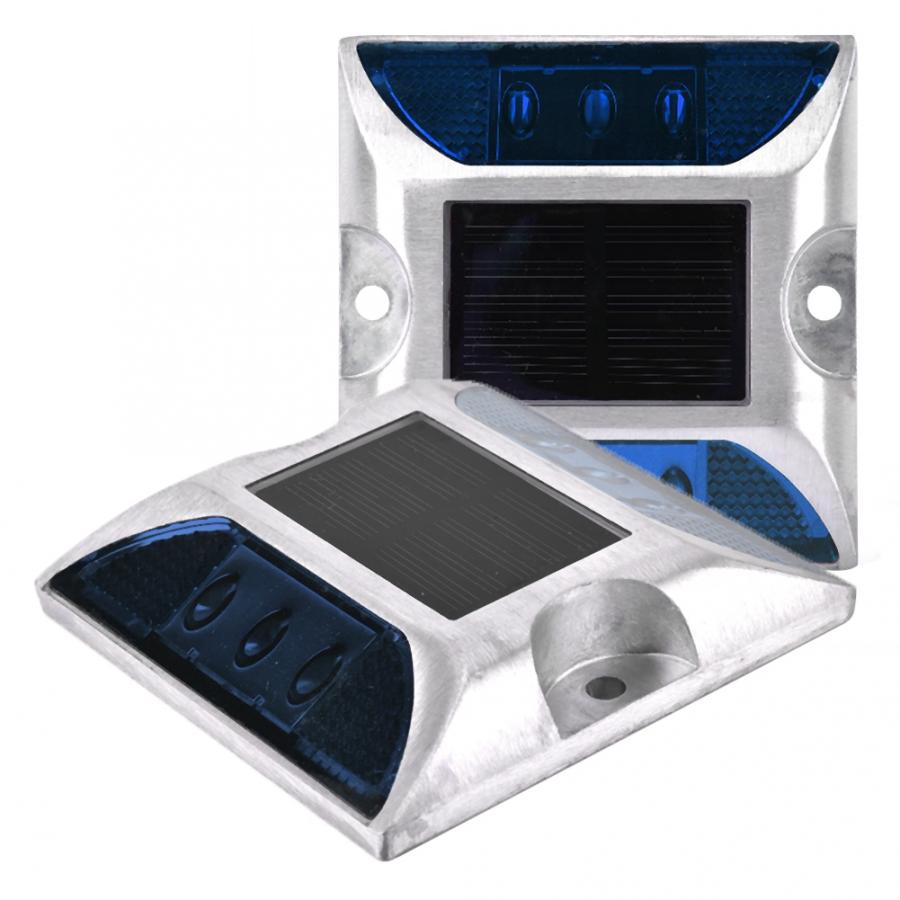 Blue 6 LED Solar Power Ground Marker Lights Waterproof Outdoor Driveway Road Stud Lamp