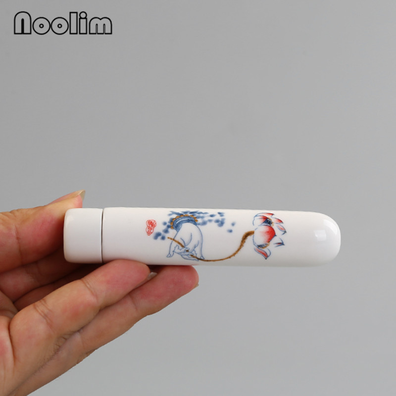 Cerâmica jingdezhen mini latas seladas de viagem pintadas à mão, garrafa de armazenamento portátil, frasco de chá pequeno requintado