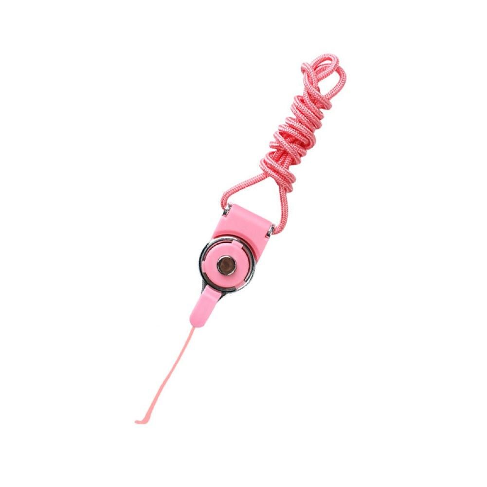 Ring Gesp Afneembare Mobiele Telefoon Case Twee-In-een Universele Lanyard Gevlochten Hals Lanyard: Roze