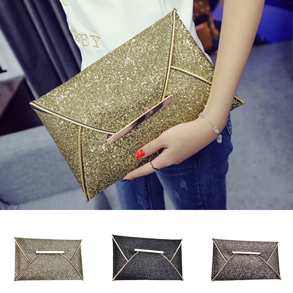 1pc luxo brilhante envelope embreagem sacos de casamento para as mulheres festa à noite saco glitter senhoras sacos de mão bolsa preta