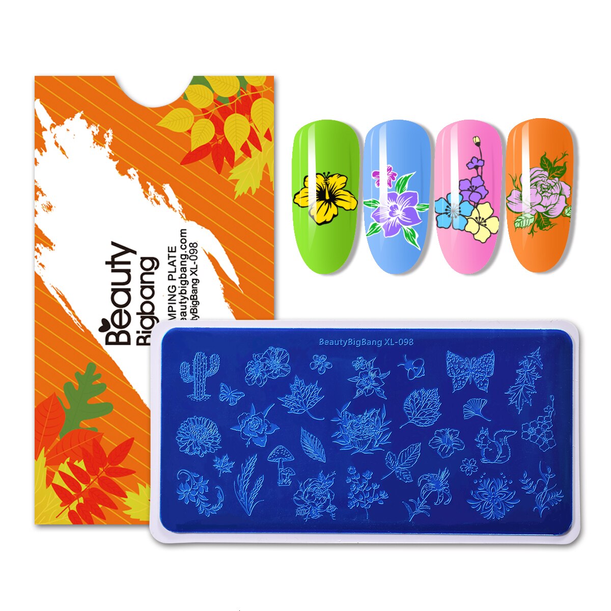 BEAUTYBIGBANG ongles estampage plaques fleur feuilles thème écureuil Cactus impression Image Nail Art pochoir modèle moule XL-098