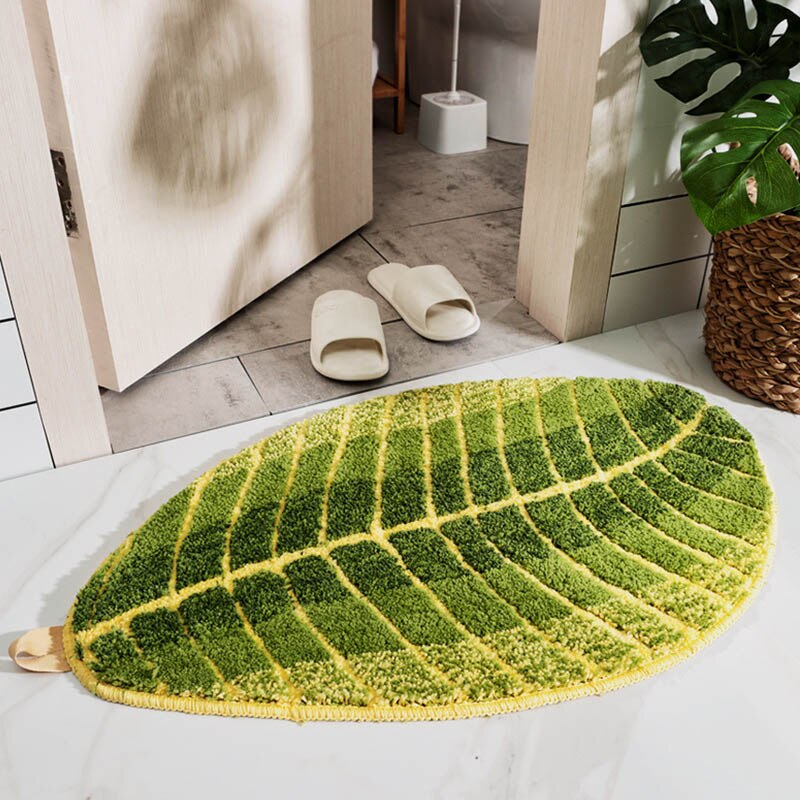 Blad badmat microvezel antislip badmatten waterabsorptie badtapijt entree deurmat vloermat voor woonkamer slaapkamer: 45120cm